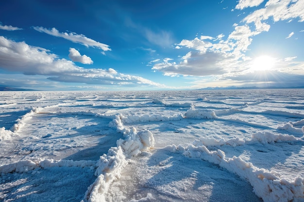 El paisaje de otro mundo de las salinas de Salar de Uyuni en Bolivia generado por la IA