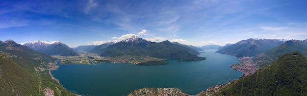 Paisaje de panorama aéreo en el lago de Como