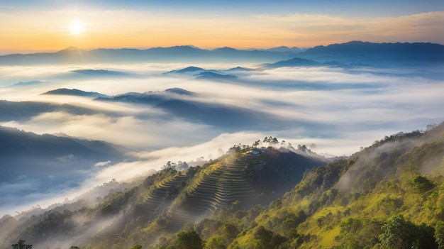 Foto paisaje panorámico del gran himalaya