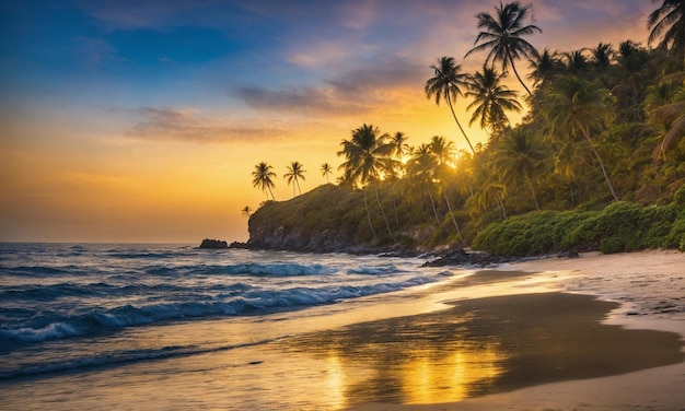 Paisaje del paraíso de la playa de la isla tropical hermoso fondo