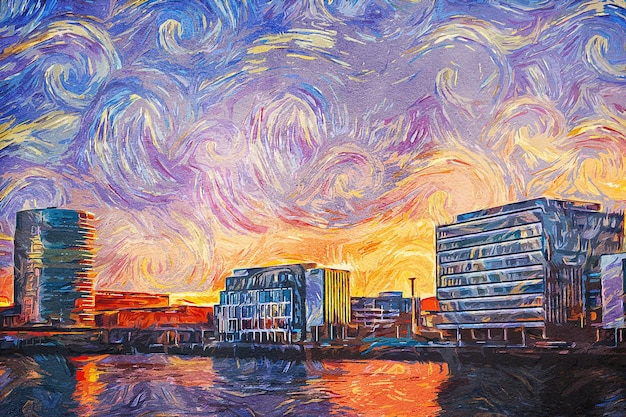 Paisaje pintado al óleo de Belfast, Reino Unido