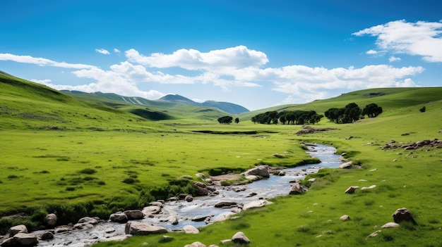 Un paisaje pintoresco con colinas onduladas