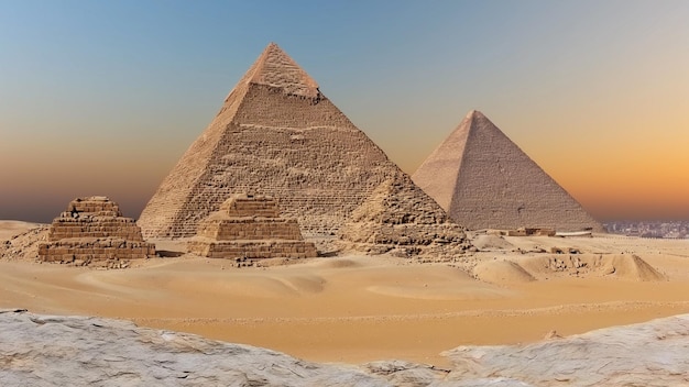 Un paisaje de las pirámides de Giza, Egipto