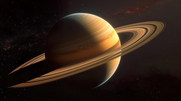 Paisaje con el planeta Saturno en el cielo con estrellas papel tapiz espacial de fantasía con el planeta sobre la tierra Scifi
