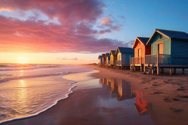 Foto paisaje de la playa al atardecer