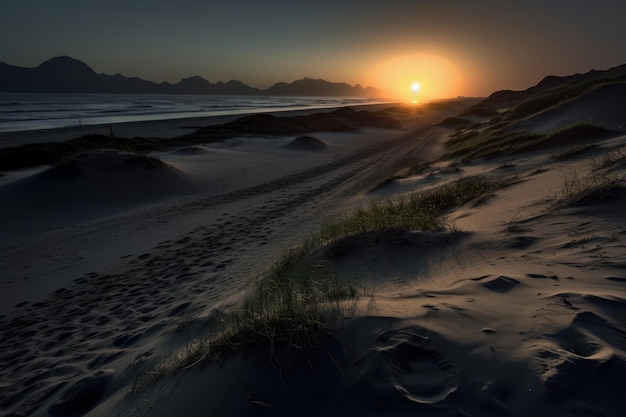 Paisaje de playa oscuro escénico