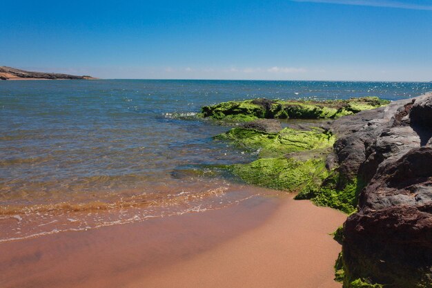 paisaje en la playa piedra en el mar