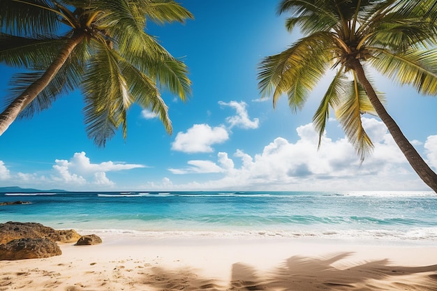 Paisaje de una playa tropical con parasailing en el fondo