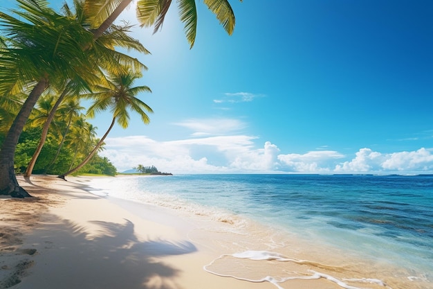 Paisaje de playa vacía con palmeras