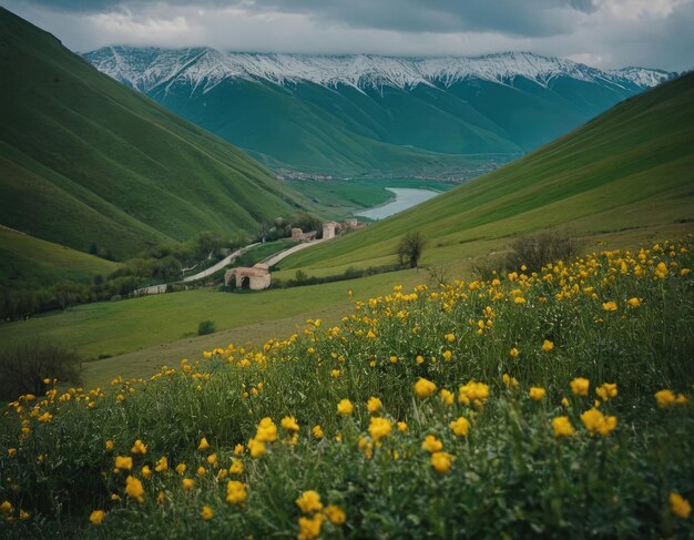 Paisaje de primavera de Azerbaiyán