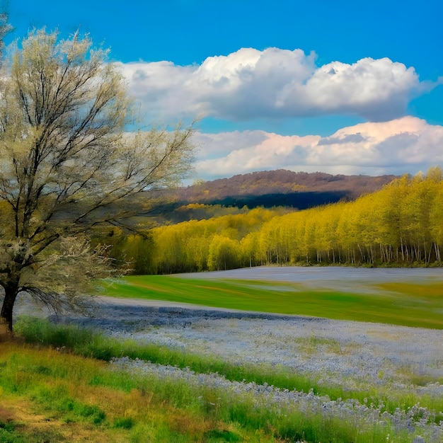 Paisaje de la primavera generado