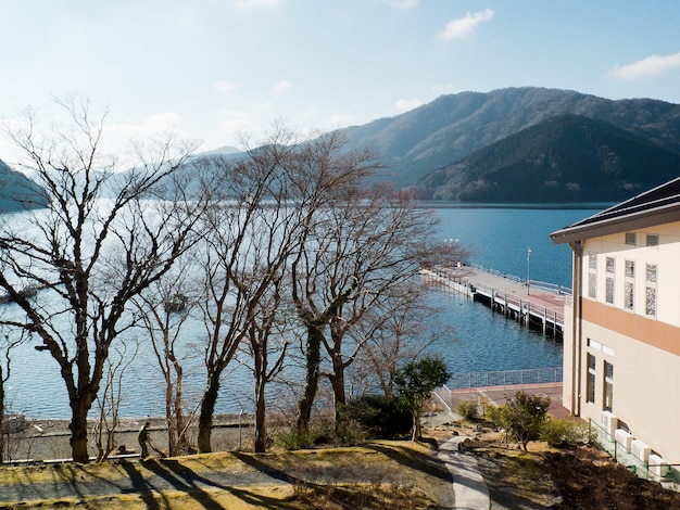 Paisaje del puerto en Hakone, Japón