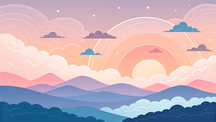 Paisaje de puesta de sol pastel