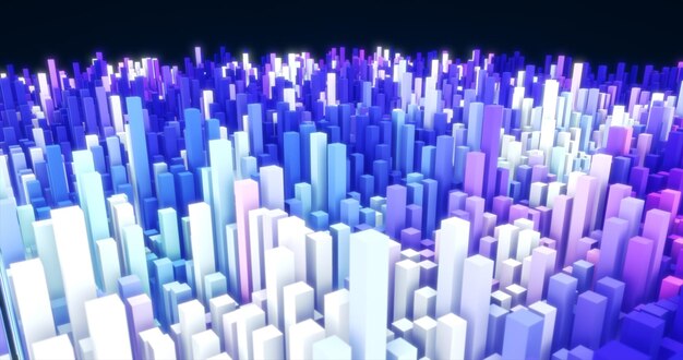 Paisaje púrpura abstracto de rectángulos futuristas con ondas en movimiento de fondo
