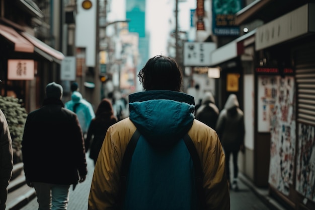 Paisaje realista de Tokyo Street Vibes con gente feliz y un ambiente positivo