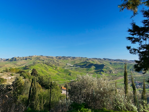 paisaje refrescante en un valle verde en un día cálido y soleado en la ciudad de Agrigento, Sicilia