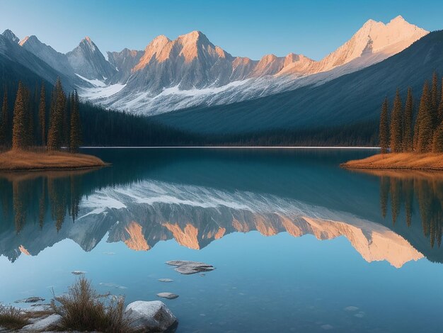 Paisaje con río y montañas papel tapiz UHD Imagen fotográfica de stock