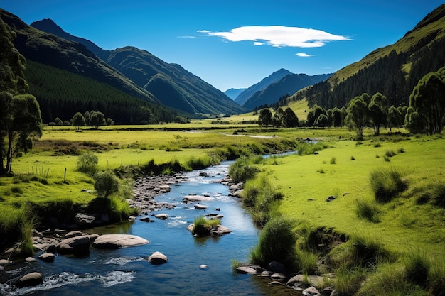 paisaje con ríos y montañas Generativo Ai