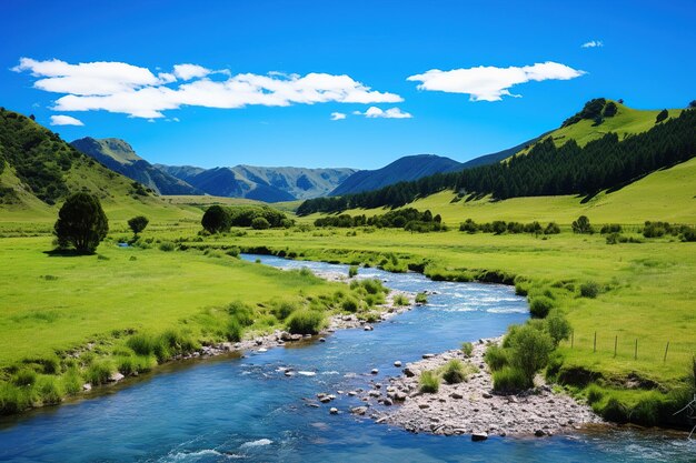 paisaje con ríos y montañas Generativo Ai