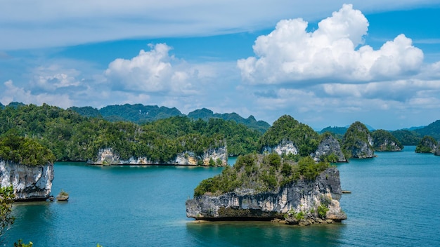 Paisaje de rocas en la bahía de Kabui cerca de Waigeo Papúa Occidental Raja Ampat Indonesia