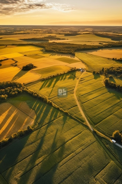 Un paisaje rural con una casita a la izquierda y una casita a la derecha.