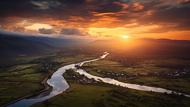 Paisaje rural de ensueño y paz