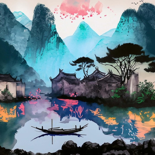 Paisaje rural japonés IA generativa