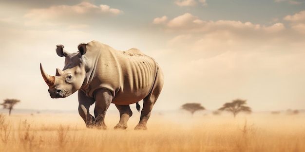 El paisaje de la sabana de los rinocerontes