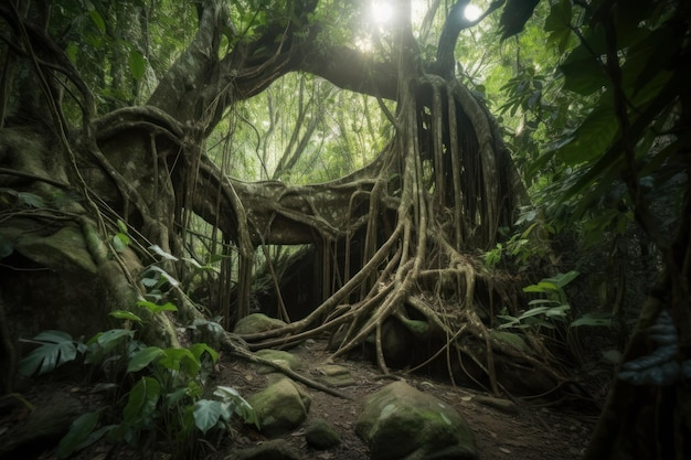 Paisaje salvaje de la selva tropical