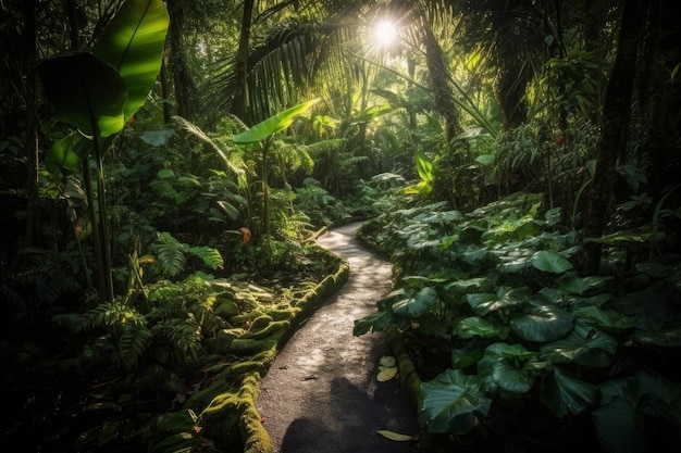 Paisaje de selva tropical botánico interior