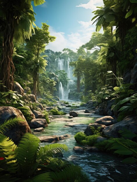 Foto paisaje de selva tropical exuberante