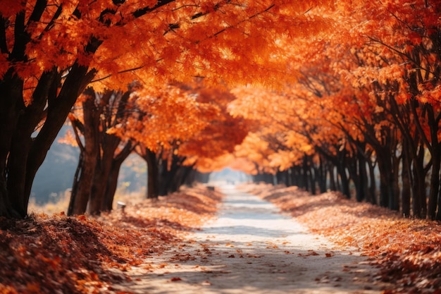 Paisaje sereno de otoño con follaje vibrante en el campo