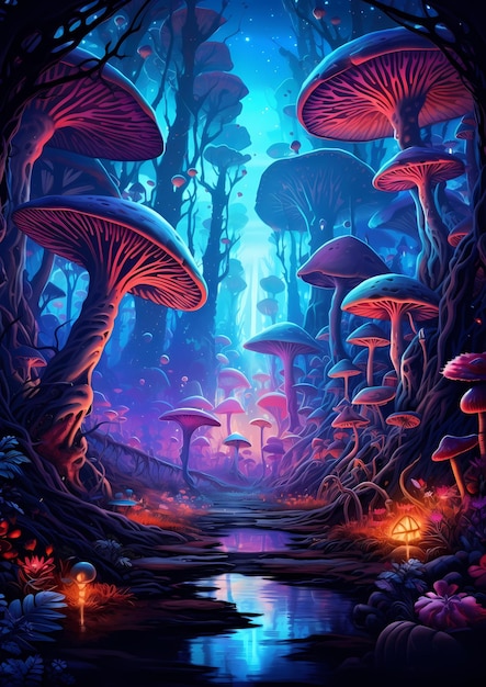 Paisaje de setas de fantasía