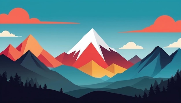 Foto paisaje siluetas de montaña papel tapiz de ilustración digital