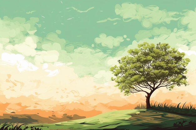 Foto paisaje con un solo árbol