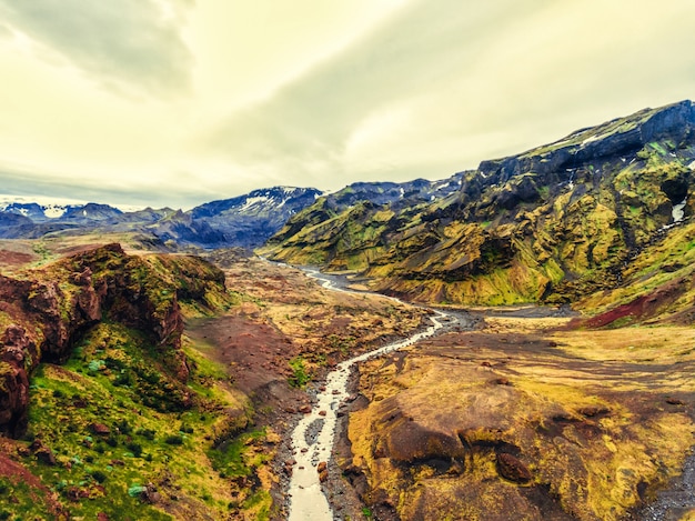 El paisaje de Thorsmork en las tierras altas de Islandia.