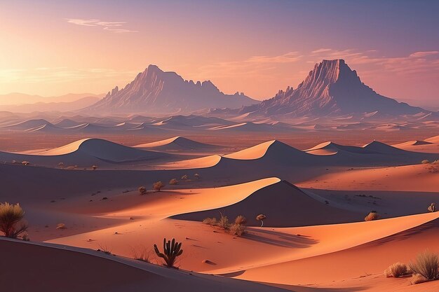 Paisaje tranquilo del desierto al atardecer IA generativa