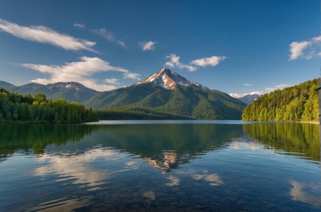 Paisaje tranquilo del lago de las montañas