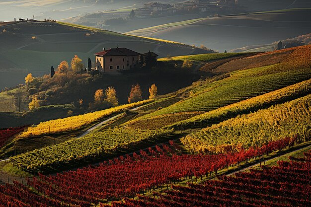 Foto paisaje tranquilo de viñas de uva