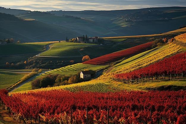 Foto paisaje tranquilo de viñas de uva