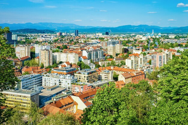 Paisaje urbano del centro de la ciudad de Ljubljana, Eslovenia