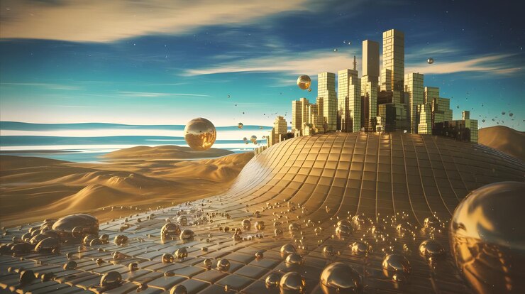 un paisaje urbano con una ciudad en el fondo