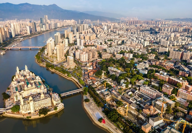 Paisaje urbano de la ciudad de Fuzhou, provincia de Fujian, China