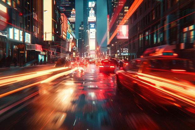 Paisaje urbano dinámico con rayas de luz de la velocidad