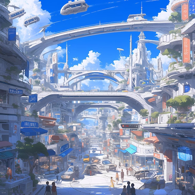 Paisaje urbano futurista Una visión de la vida urbana del mañana