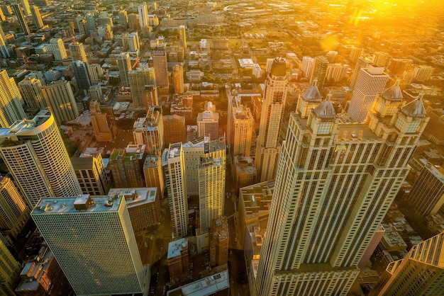 Paisaje urbano del horizonte del centro de Chicago de Estados Unidos