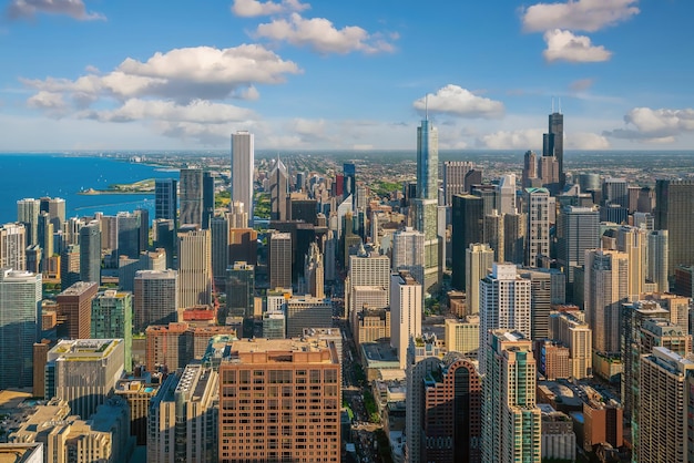 Paisaje urbano del horizonte del centro de Chicago de Estados Unidos