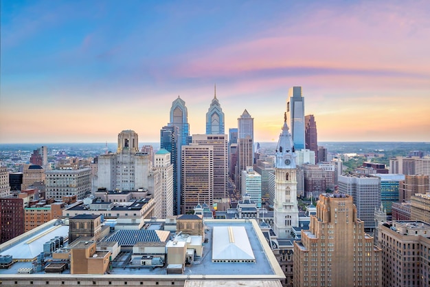 Paisaje urbano del horizonte del centro de Filadelfia en Pensilvania