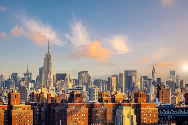 Paisaje urbano del horizonte de la ciudad de Nueva York de Manhattan