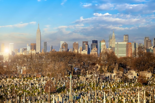 Paisaje urbano del horizonte de la ciudad de Nueva York de Manhattan